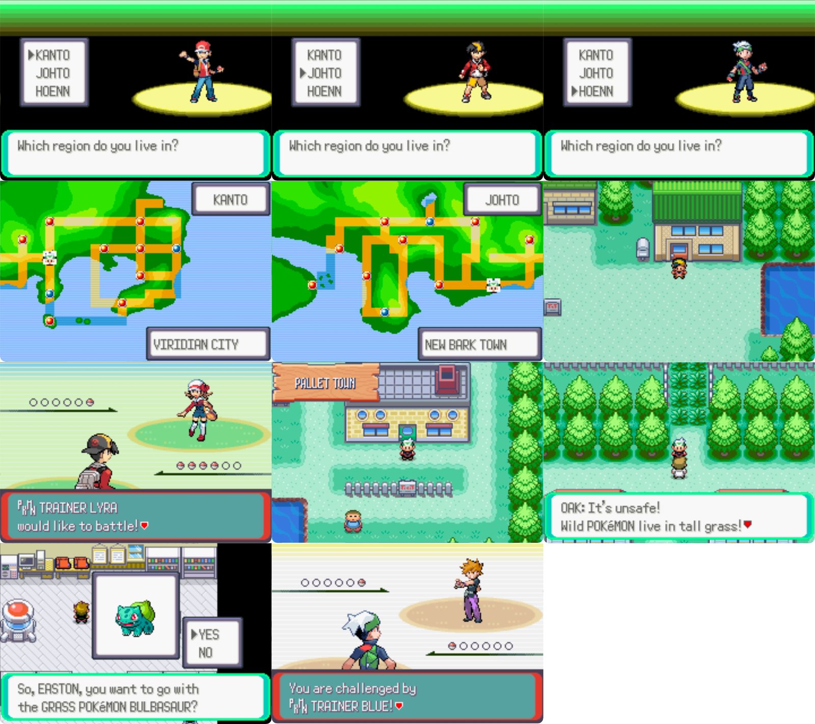 Pokémon Crossroads game screenshot showing region map